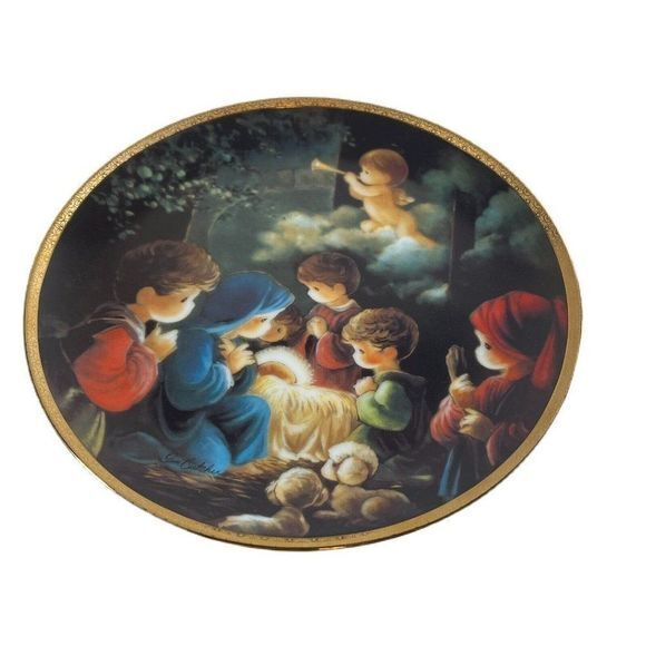 Precious Moments nativity Plate COME LET US ADORE HIM Bible‎ Story Christmas - Picture 2 of 6